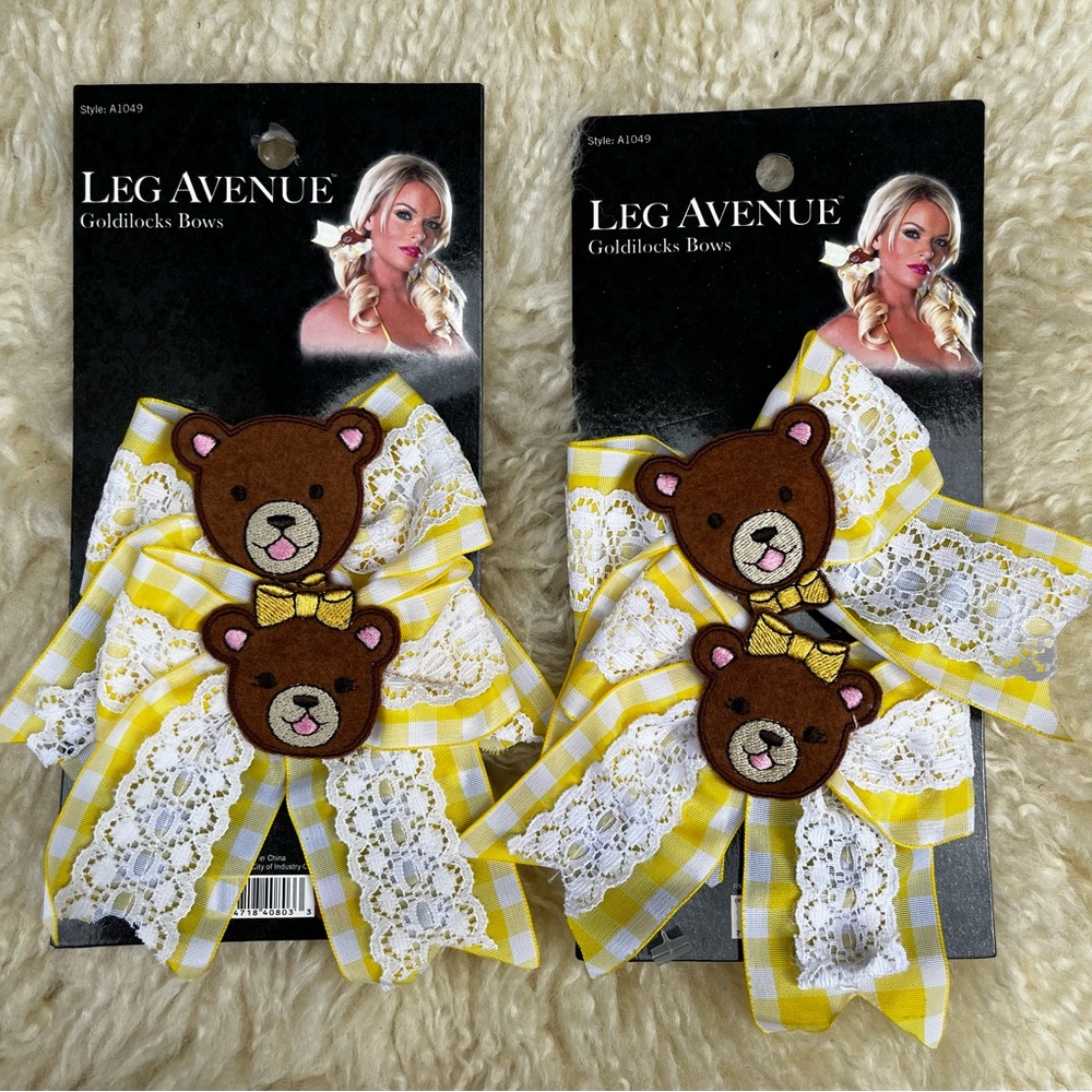 Leg Avenue Goldilocks Yellow Gingham Lace Bear Hair Bows Child or Adult